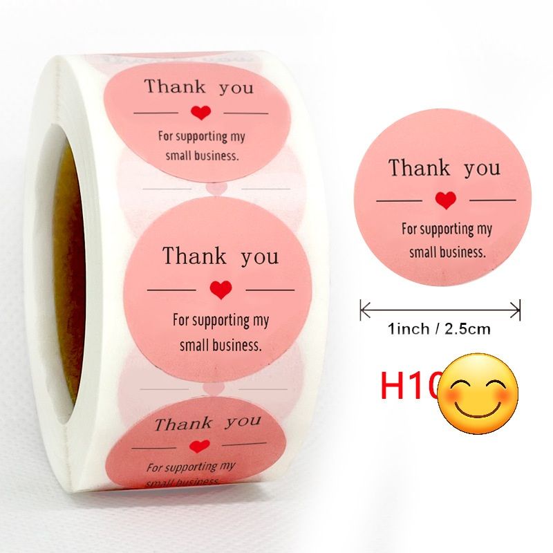 Cuộn 500 tem dán/sticker thank you cảm ơn size 2,5cm (nhiều mẫu)
