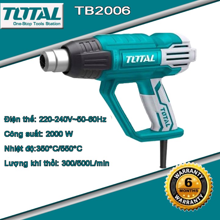 [100% Chính hãng] Máy thổi nhiệt, thổi hơi nóng TOTAL TB2006 2000w bảo hành 3 tháng