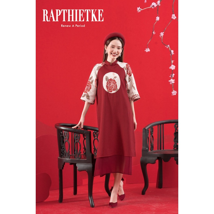 RẬP - Áo Dài Gấm Đỏ - FREESIZE