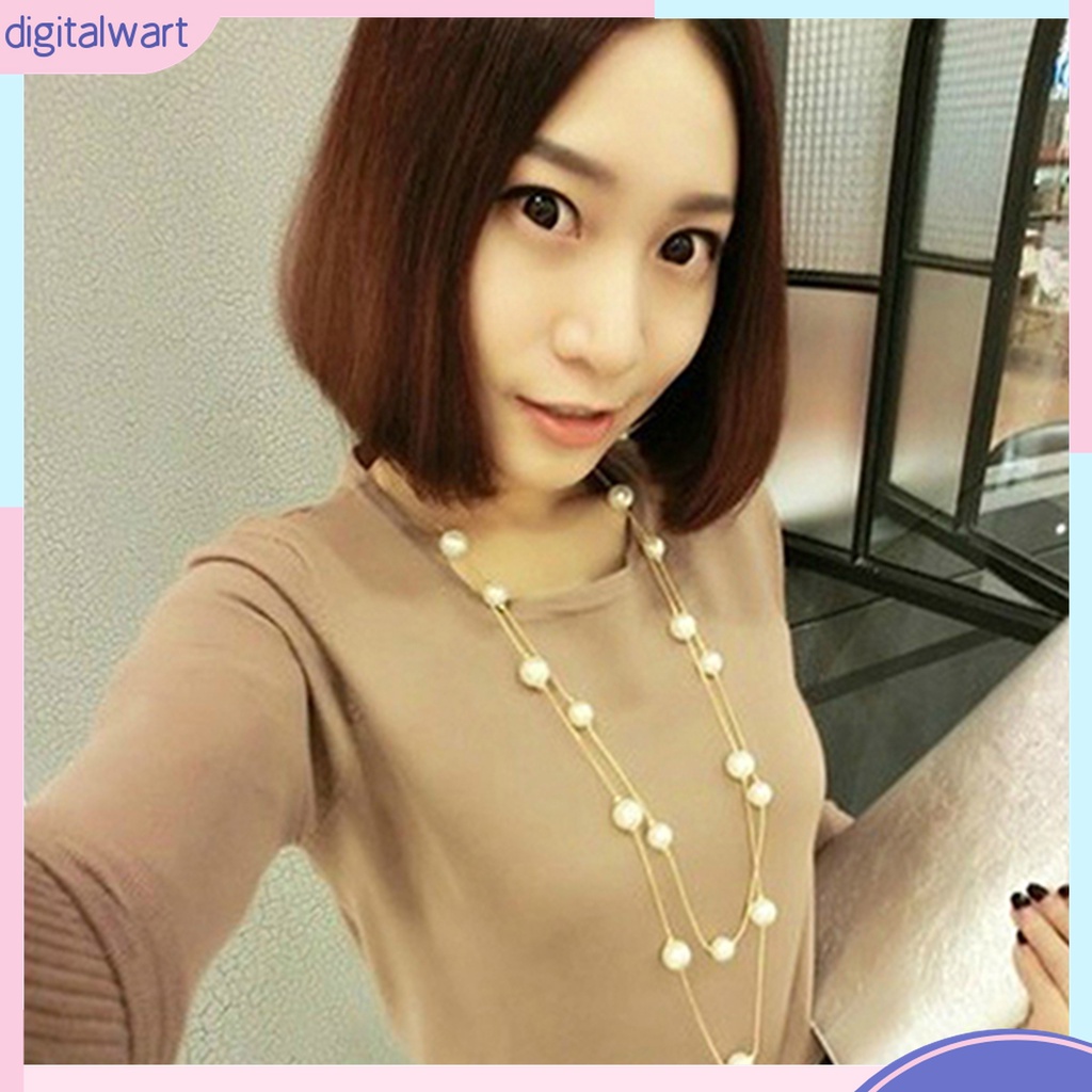 Vòng cổ Hai Lớp Bằng Hợp Kim Đính Ngọc Trai Giả Dễ Phối Đồ