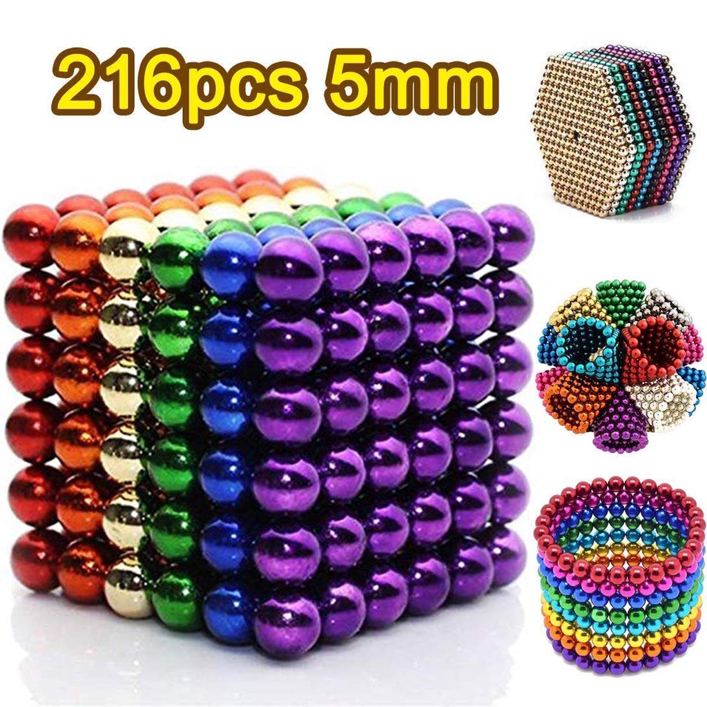 Bộ 216 Quả Bóng Nam Châm 5mm Đồ Chơi Phát Triển Trí Tuệ Cho Bé