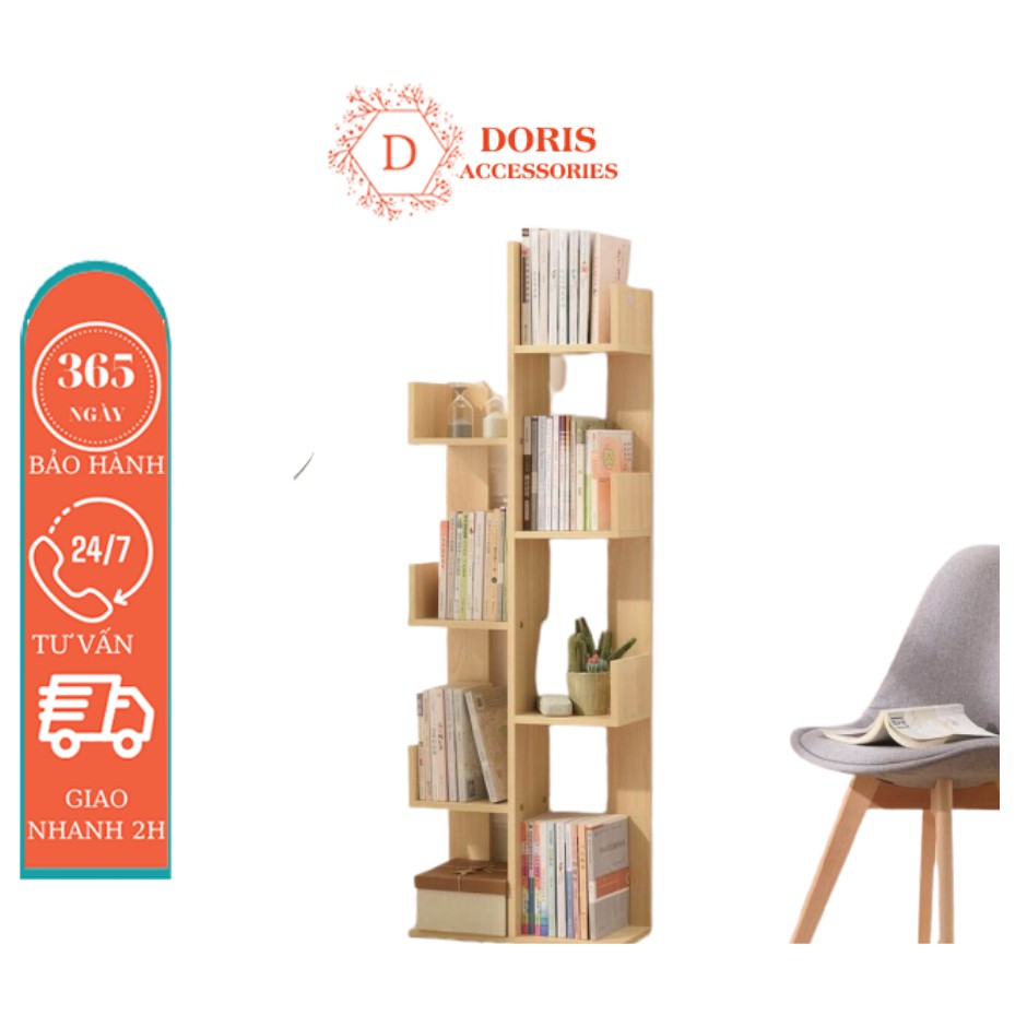 Kệ sách gỗ xương rồng gỗ MDF cao cấp, 8 ngăn , KT 120x50x20cm - DORIS ACCESSORIES