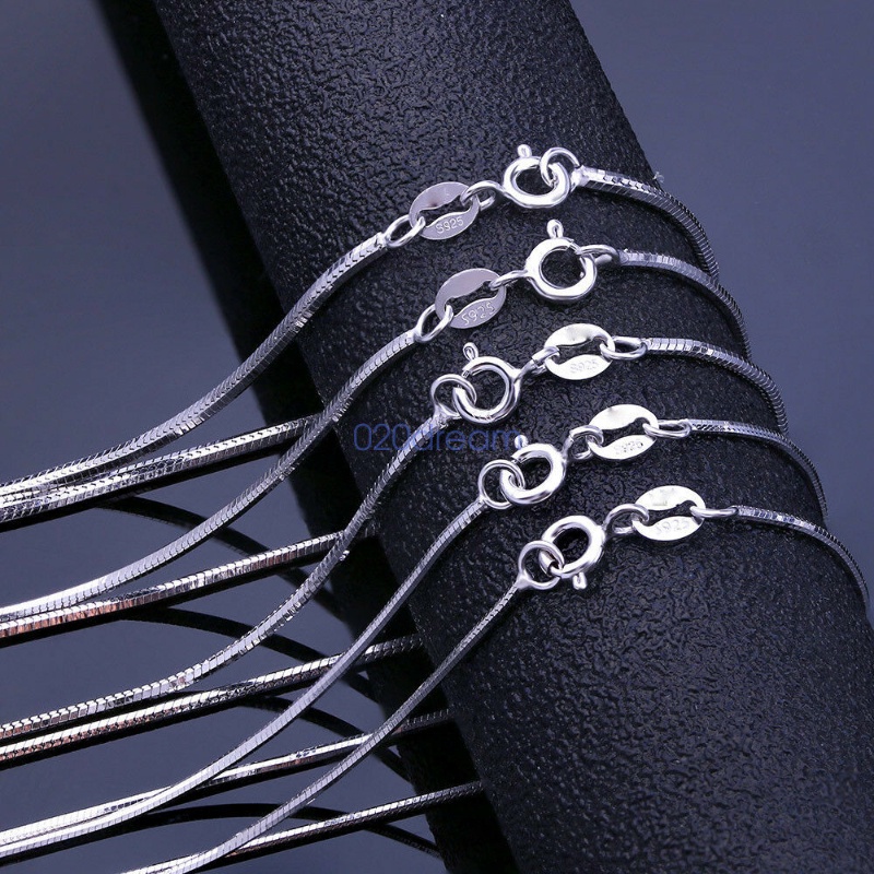 【Còn hàng】 100% Thật rắn 925 Sterling Silver Chain 1.0mm Snake Chain Stamped Italy 16 &quot;đến 26&quot; All Size Ladies Gift