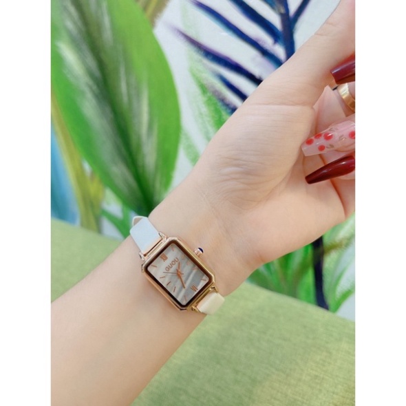 Đồng hồ nữ dây da mặt vuông G.u.o.u siêu xinh , da mềm bền