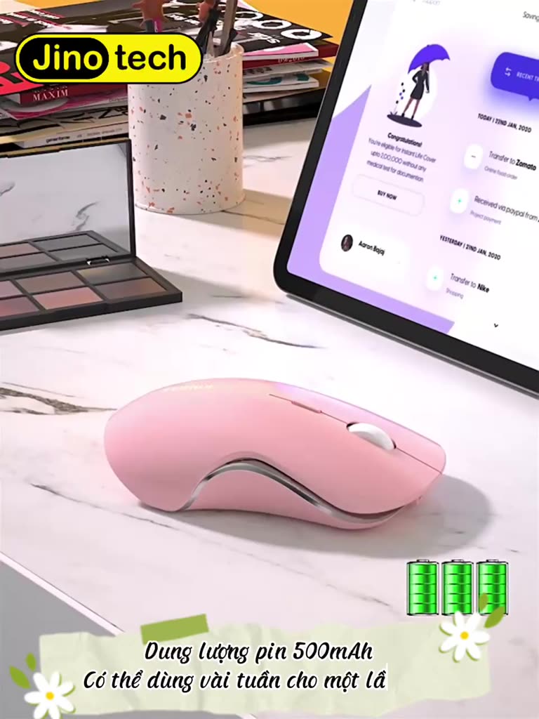 Chuột ko dây Bluetooth tự sạc pin JINOTECH T6 ko tiếng click sạc 1 lần dùng 8 tuần cho laptop MCBook PC Tablet PAD | BigBuy360 - bigbuy360.vn