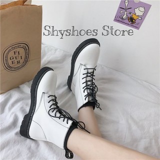 [HOT]🔥Boots chiến binh trắng cổ lửng phối dây đen phong cách martin timber size 35-40