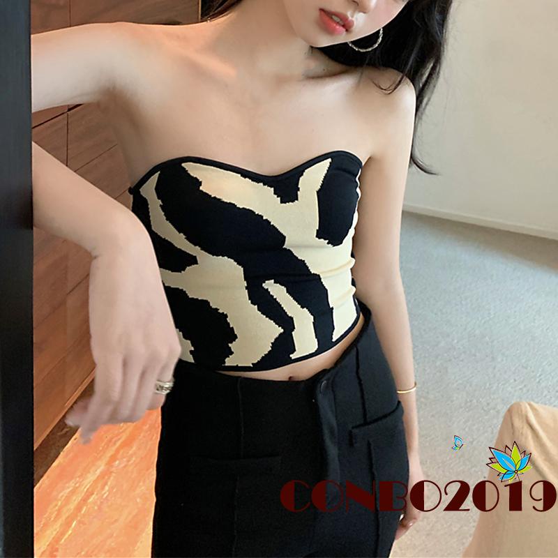 Áo ống cúp ngực họa tiết bò sữa quyến rũ dành cho nữ