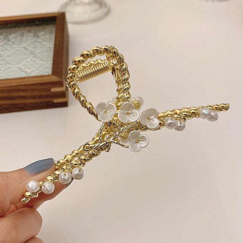 Mới Kẹp Tóc Hình Hoa Đính Ngọc Trai Nhân Tạo Phong Cách Retro