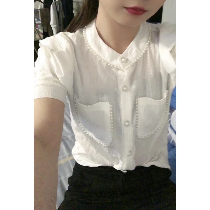 Áo Sơ Mi Chiffon Tay Ngắn Phong Cách Thời Trang Pháp Dành Cho Nữ