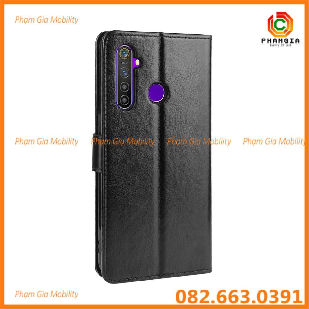 Bao da điện thoại Realme 6i da đẹp, mềm mịn, có ngăn để thẻ và chống xem phim