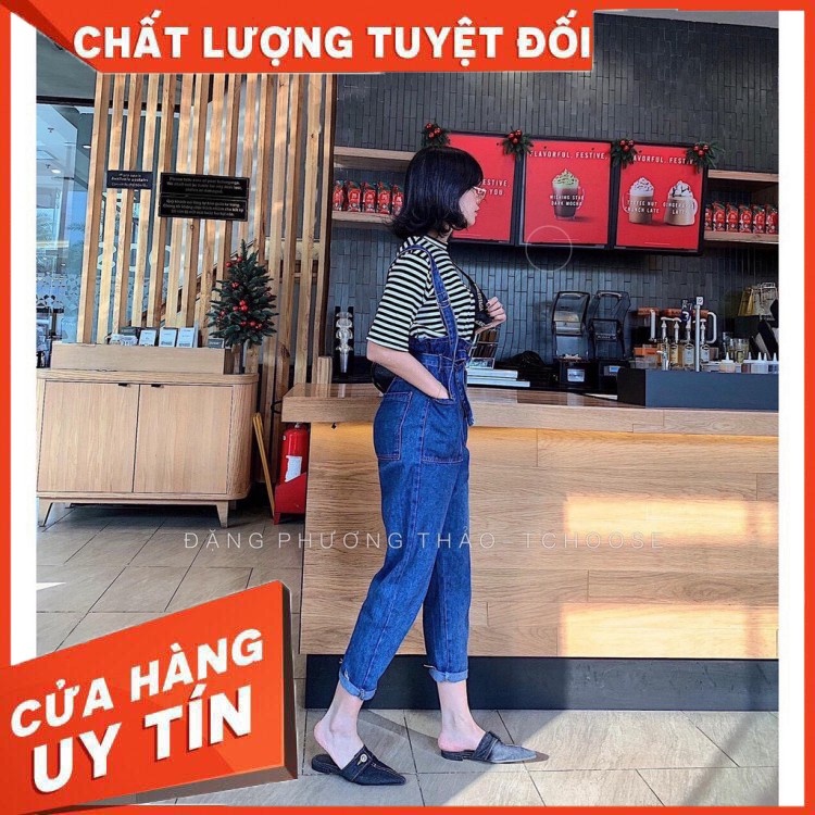 Quần Yếm bò thắt đai nơ FREESHIP  Quần Yếm thắt đai chất jean - Hàng nhập khẩu