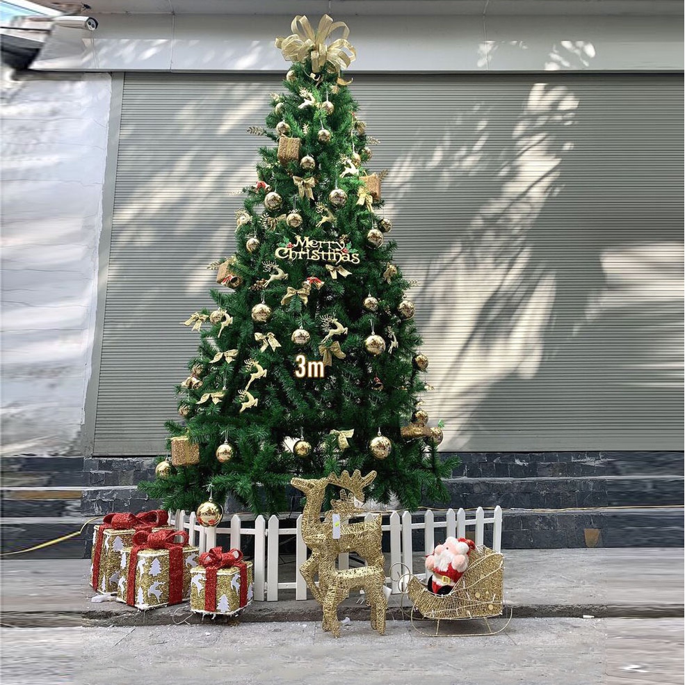 Cây thông noel 3m trang trí giáng sinh cho nhà cửa, phòng khách, phòng ngủ kèm dây kim tuyến và ngôi sao đẹp lung linh