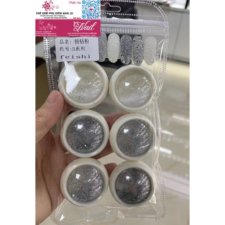 Nhũ Rắc Kim Cương Trang Trí Móng Cực Đẹp - Lẻ 1 Sét 6 Hũ