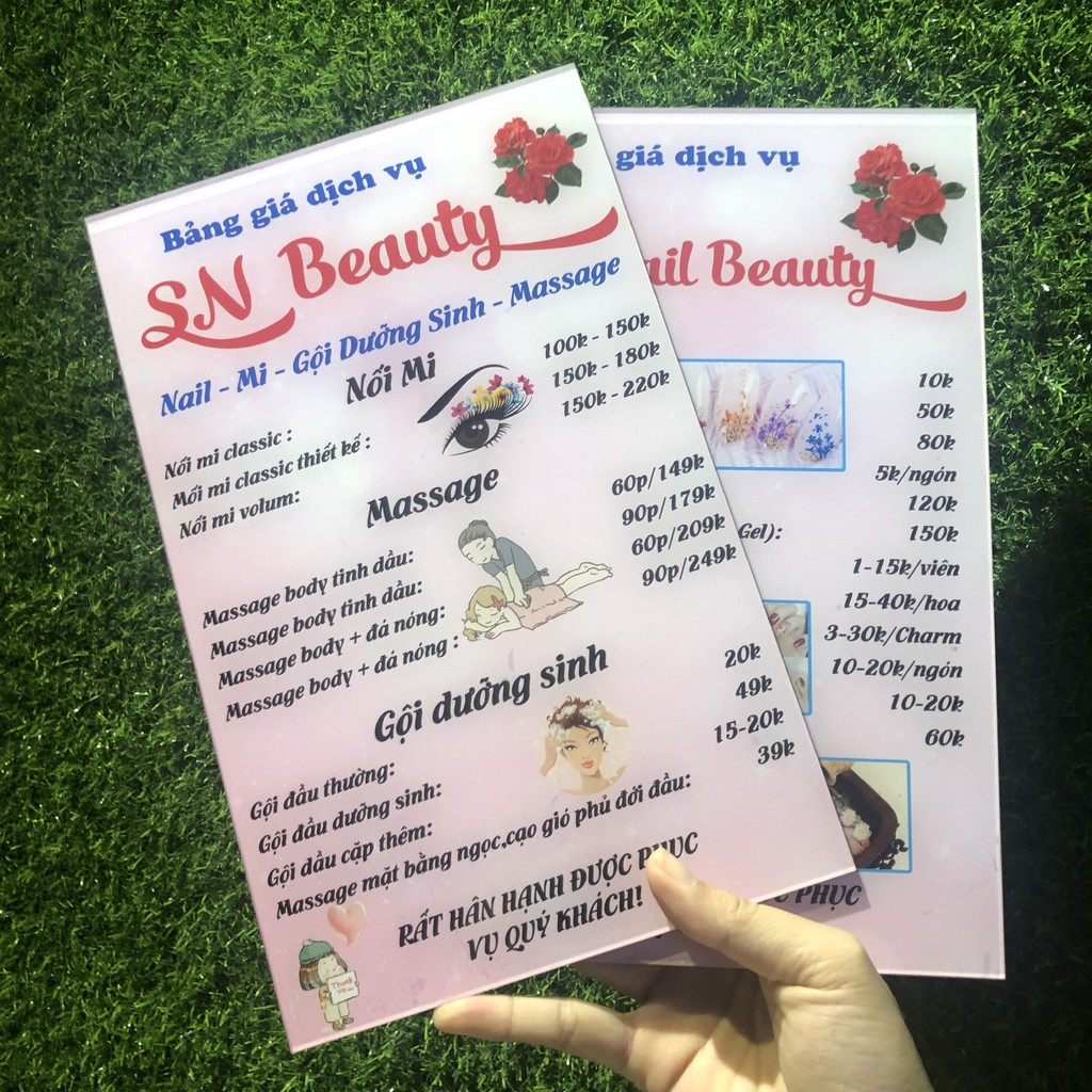 Menu hoặc Bảng giá cho tiệm Nail - Thiết kế theo yêu cầu