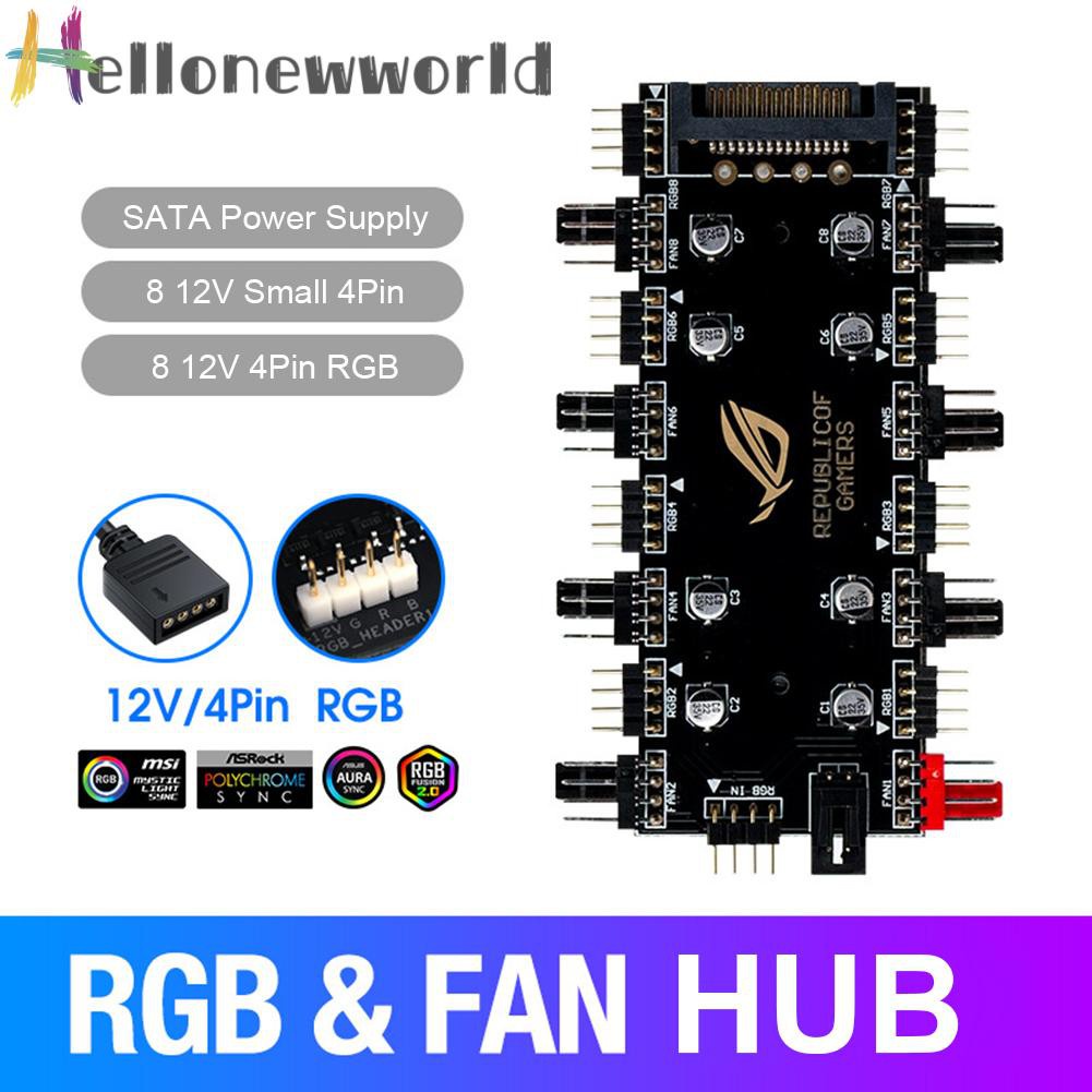 Bộ Chia 1 Thành 8 Cổng Rgb Pwm Hub 12v / 4 Pin Dành Cho Bo Mạch Chủ