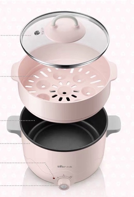 Nồi lẩu đa năng chống dính 2500ML màu hồng xinh  BEAR 🐻