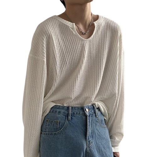 Áo len dệt kim tay dài màu trơn dáng rộng cho nam | BigBuy360 - bigbuy360.vn