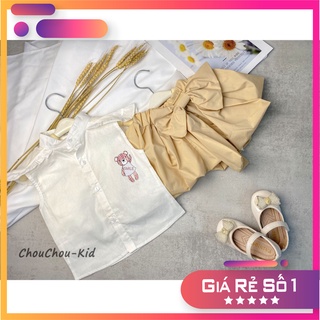 Đồ bộ cho bé gái - Set sơ mi gấu xinh quần giả váy 10-20kg
