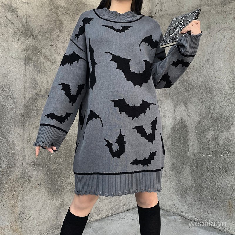 koran đầm cánh dơi dáng rộng in họa tiết xinh xắn dành cho nữ