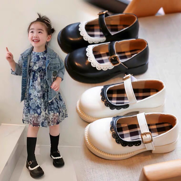 Giày búp bê bé gái - Giày bệt siêu mềm chất da PU bền đẹp quai dán phối viền dễ thương phong cách Hàn Quốc M6608