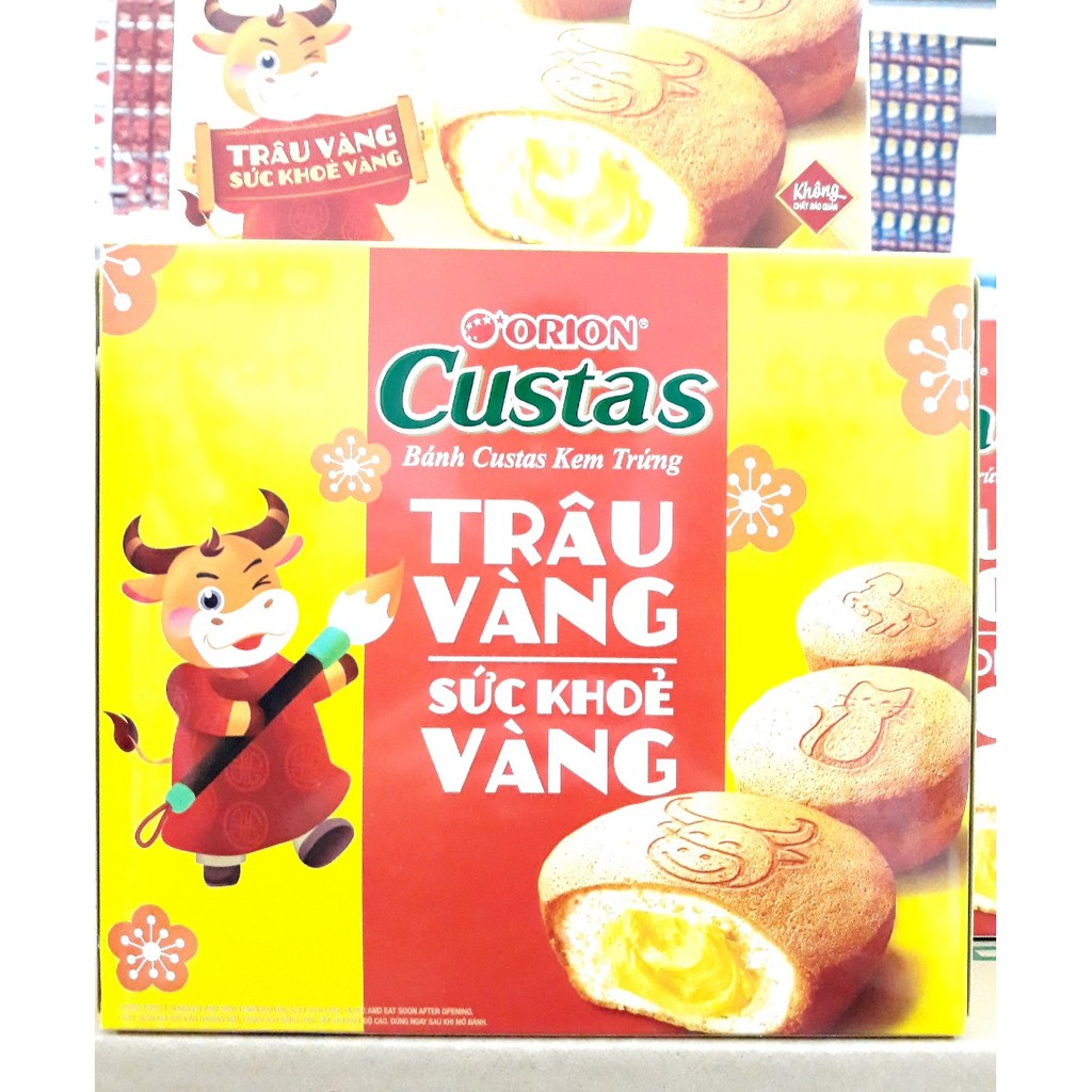 Thùng 8 Hộp 282g Bánh Custas Orion nhân kem trứng cao cấp (hộp 12 chiếc x 23,5g)
