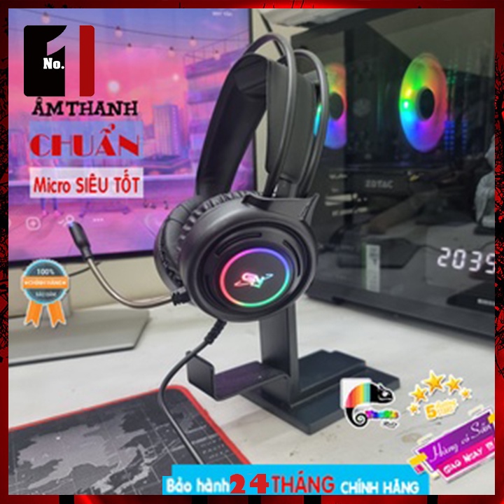 Tai Nghe Nhạc Headphone Gaming Chụp Tai Có Dây GNet GH3 Led RGB Tai Nghe Game Thủ Có Mic Máy Vi Tính Laptop Pc