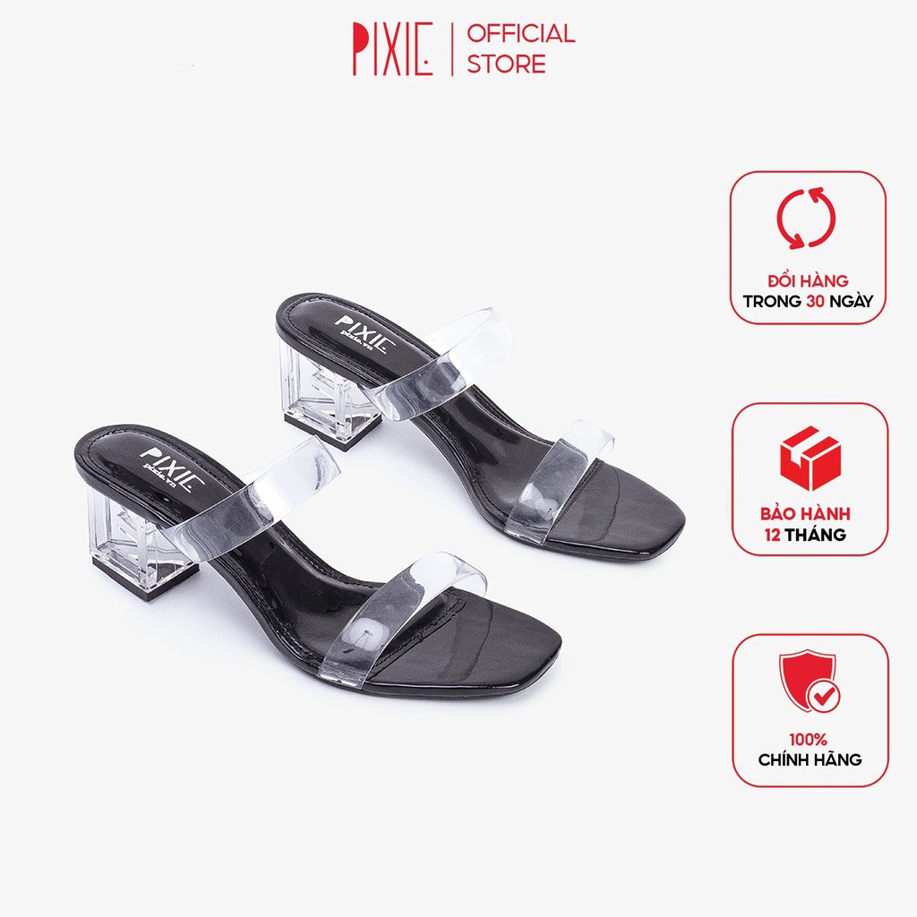 Guốc Cao Gót 5cm Quai Mica Đế Rỗng Pixie X906