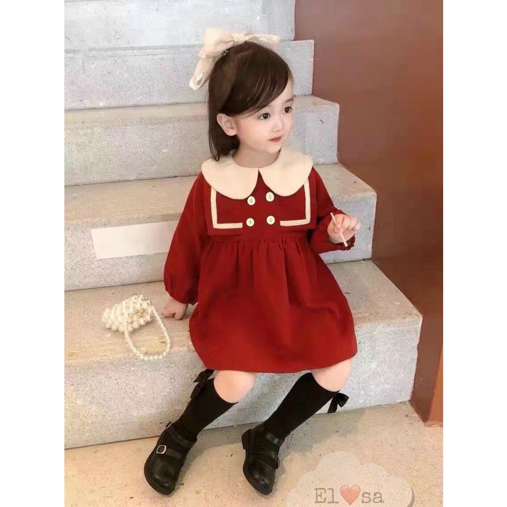 Váy nhung babydoll hàn quốc bé gái