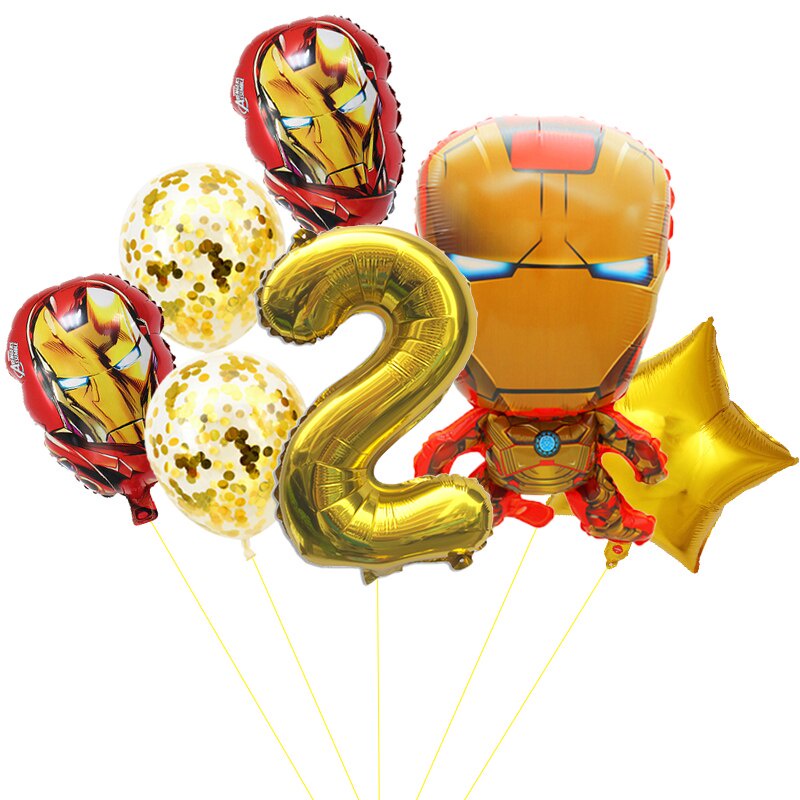 Set 7 bong bóng lá nhôm họa tiết siêu anh hùng trang trí tiệc sinh nhật cho bé