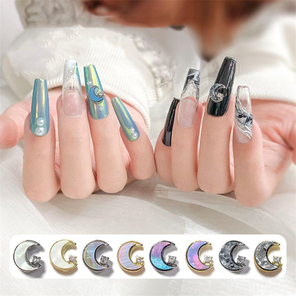 Phụ Kiện Trang Trí Móng Tay 3D DIY Hình Mặt Trăng Lấp Lánh