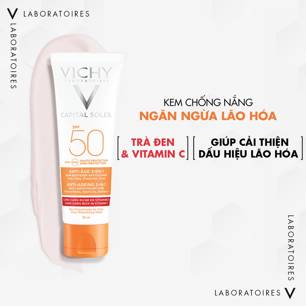 Kem Chống Nắng Vichy Capital Soleil 3 in 1 SPF50 UVA &amp; UVB 50ml