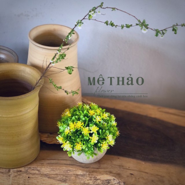 (Ảnh thật chụp tại shop) Chậu Hoa Giả Chất Liệu Xi măng Trang Trí Nhà Cửa Của Mê Thảo Flower