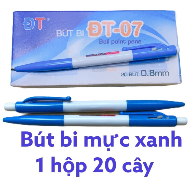 [Mã LIFEXANH03 giảm 10% đơn 500K] 1 hộp 20 cây bút bi mực xanh ĐT-07 đầu viết 0.8mm