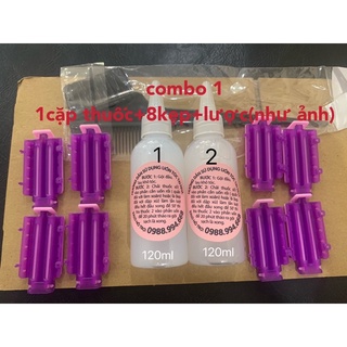 bộ thuốc và kẹp dập xù tóc tại nhà (không hư hại tóc) kèm hdsd
