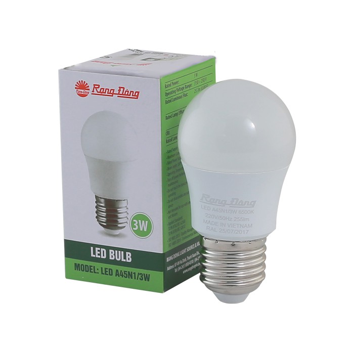 Bóng Đèn LED Bulb Rạng Đông 3W 5W 7W 9W Đuôi E27 Ánh Sáng Trắng Và Vàng