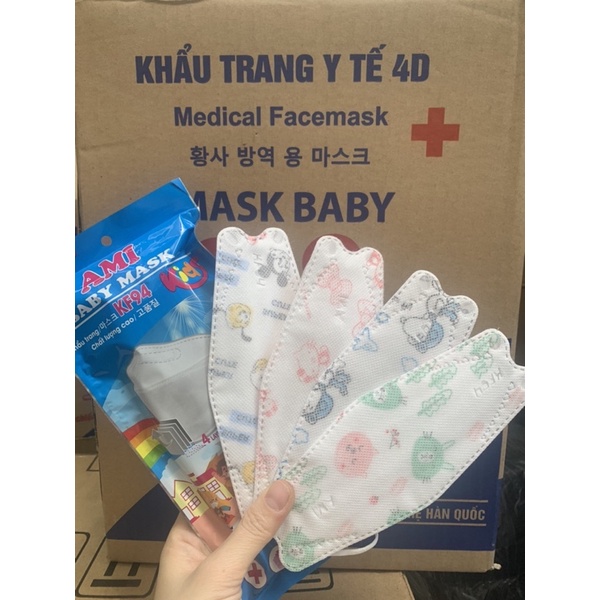 sỉ 1 thùng khẩu trang KF94 trẻ em Ami (3-12t) hàng chính hãng mix màu