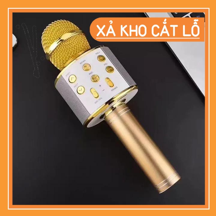Micro Hát Karaoke kiêm loa Bluetooth Không Dây WS 858 Âm vang |ThanhLiem