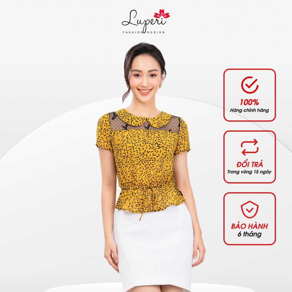 [Mã LT50 giảm 50k đơn 250k] Áo Sơ Mi Nữ Tay Lỡ Phối Ren Cổ Tròn Bo Gấu LUPERI LFSM1147 Chất Liệu Voan Cho Nữ Công Sở