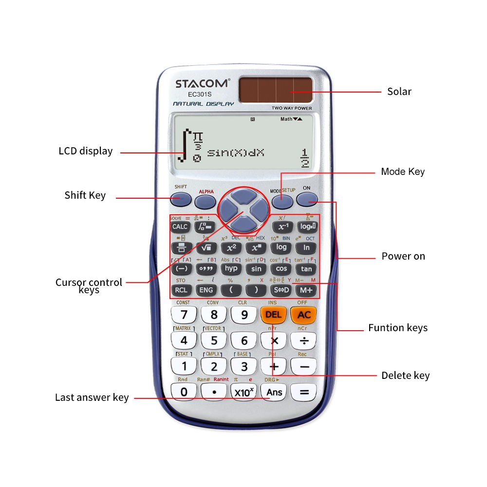 Máy tính toán học 417 chức năng STACOM/EC301S [được mang vào phòng thi]