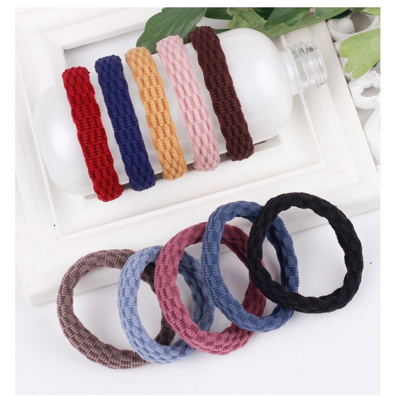 Set 10 Dây Cột Tóc Co Giãn Nhiều Màu Thời Trang Cho Nữ