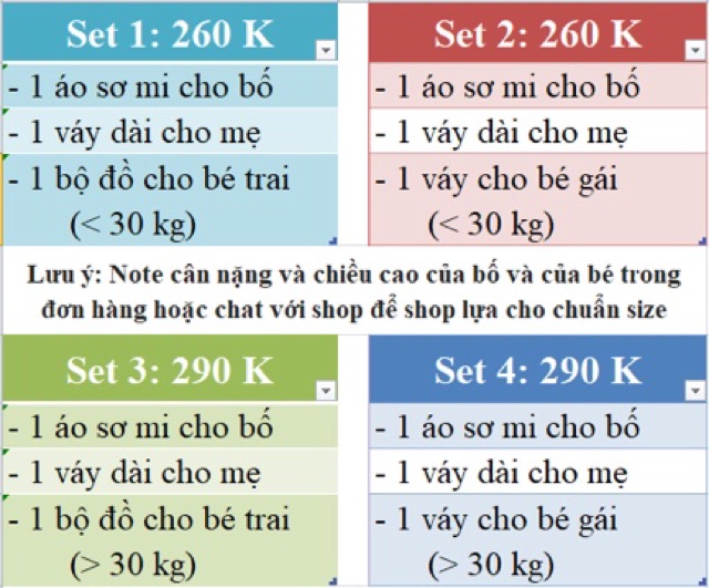 Set đồ gia đình giá rẻ (ảnh thật-giá cả set)