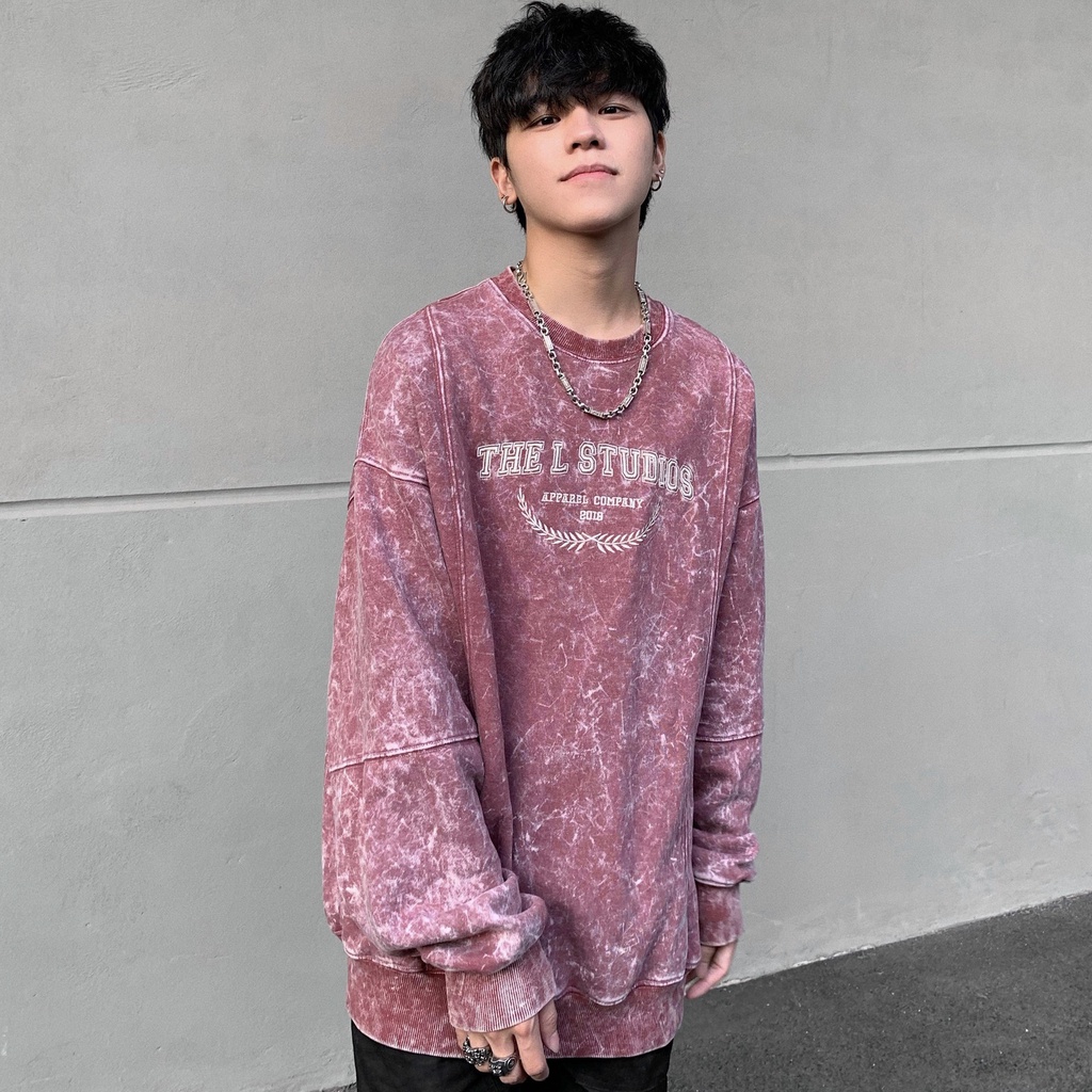 THELSTUDIOS Áo Sweater Nỉ Wash thêu logo Apparel