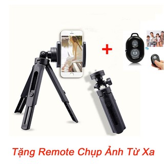 Gậy 3 chân tripod support, kèm kẹp điện thoại + tặng kèm nút bấm bluetooth