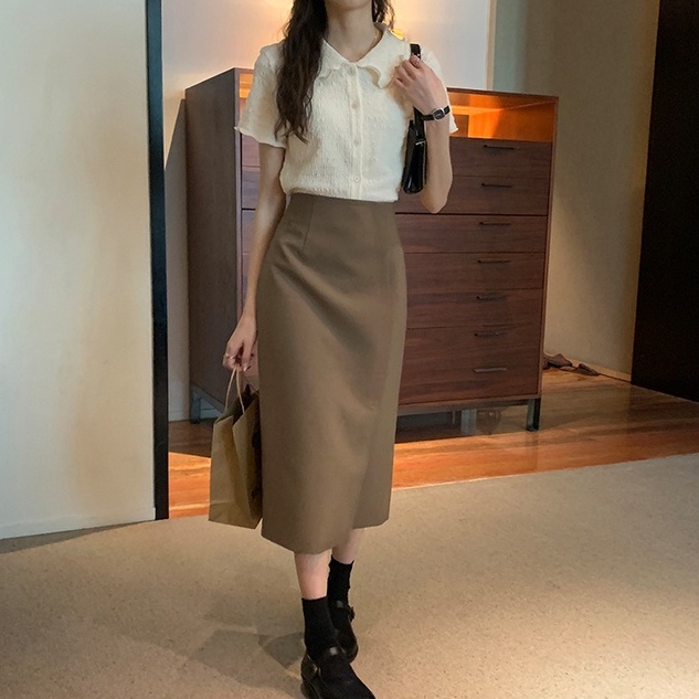 Áo kiểu ZHELIHANGFEI cổ polo dệt kim tay ngắn thời trang tùy chọn màu sắc