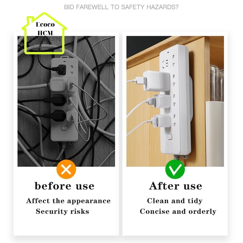 Bộ dụng cụ treo ổ cắm điện trượt chữ T siêu tiện dụng an toàn cho bé, giá đỡ các vật dụng gia đình