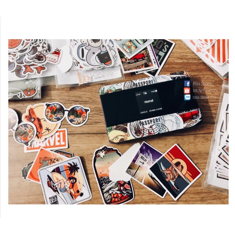 Set 50 sticker tem cờ tròn các nước dán trang trí điện thoại laptop vali mũ bảo hiểm Notebook