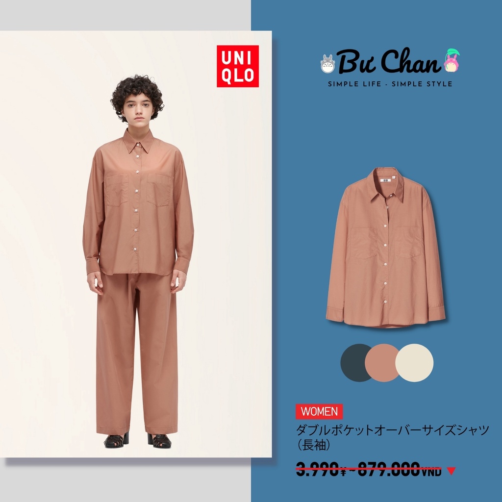 Áo sơ mi Nữ UNIQLO có túi đôi (tay dài) ❤️ (UNIQLO Nhật Chính Hãng)