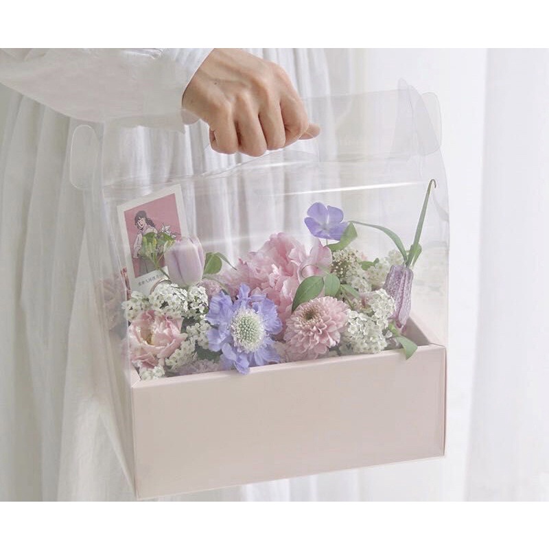 Hộp mica vali chữ nhật đựng hoa quà, bánh sinh nhật