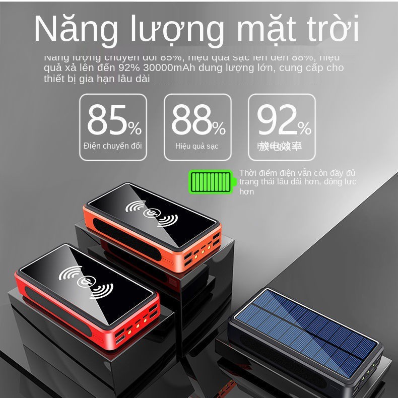 ❂₪✺pin sạc dự phòng mini 20000MAH 50000 mAh năng lượng mặt trời dung lớn 30000 dòng khép kín nhanh