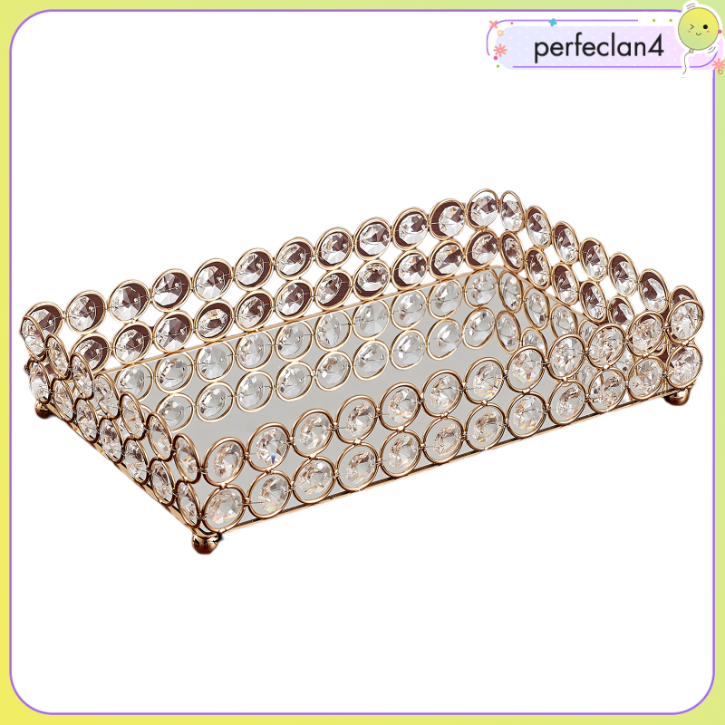 Khay đựng mỹ phẩm trang điểm bằng pha lê tráng gương 3 ngăn